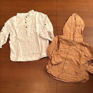 Kids White and Tan Button-Up Shirts